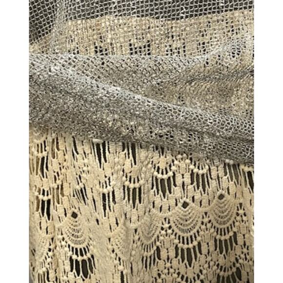 KRAZY KAT Womens L Grey Cream Mesh Lace Artsy Tunic Sparkle Fairy Beach Mermaid - Picture 3 of 6